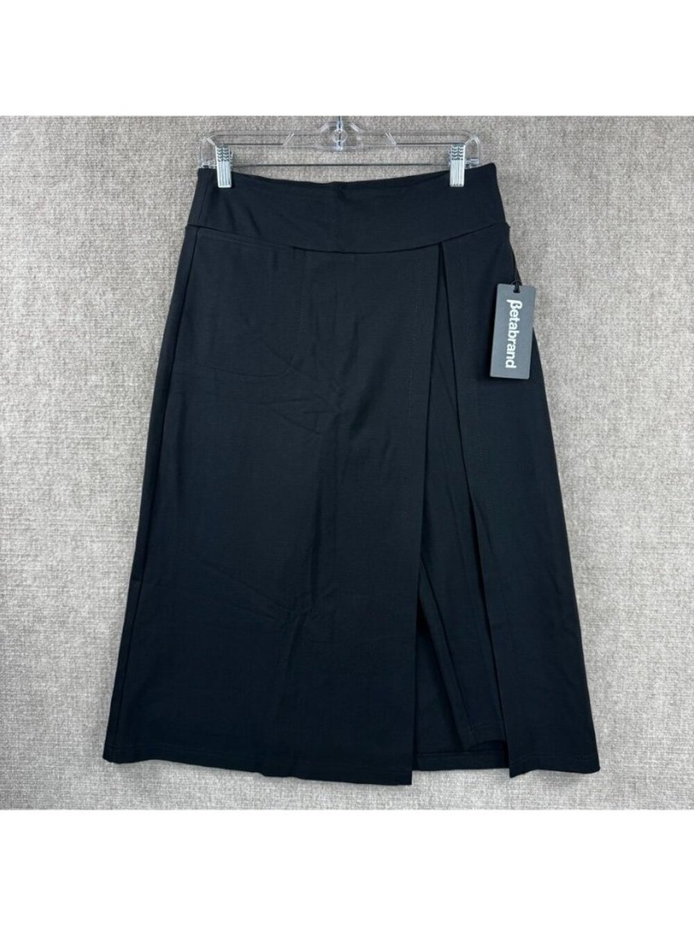 Betabrand Sassiest Pants Wrap Skirt M Black Ponte Knit Minimalist Corp Chic - Picture 2 of 15